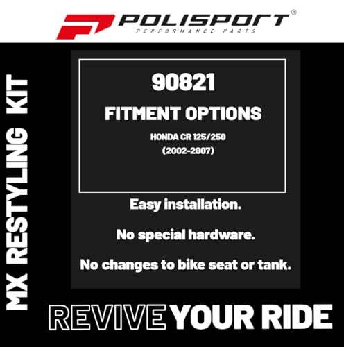 Polisport Motocross (MX) Restyling Kit for Honda CR125/250 (2004-07) Dirt Bike – OEM Quality, Durable, Flexible & Perfect Fit – Black