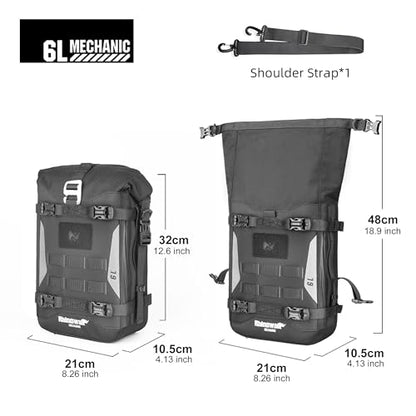 Rhinowalk Motorcycle Crash Bar Bag Waterproof 6L Motorcycle Frame Bag Saddle Bag Side Bag with Shoulder Strap (Black, 7L) - color: Black 7L