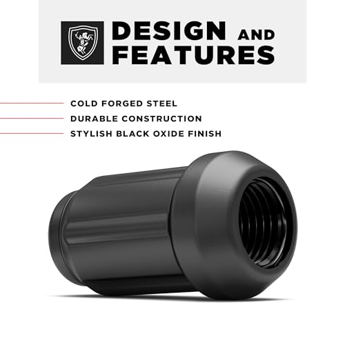 White Knight 3804MBT-20AM 1/2"-20 Matte Black 6 Spline Lug Nut with Key, 20 Pack (for AFTERMARKET Wheels with Smaller 0.80" Diameter Seating) - color: Matte Black