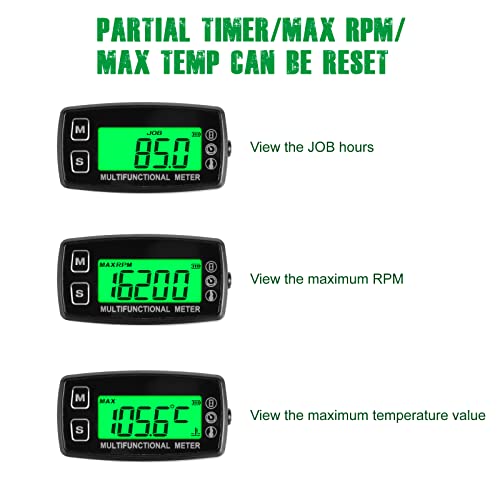 YOOREAL Digital Water Temperature Gauge Meter,Gasoline Engine Tachometer - size: TS001