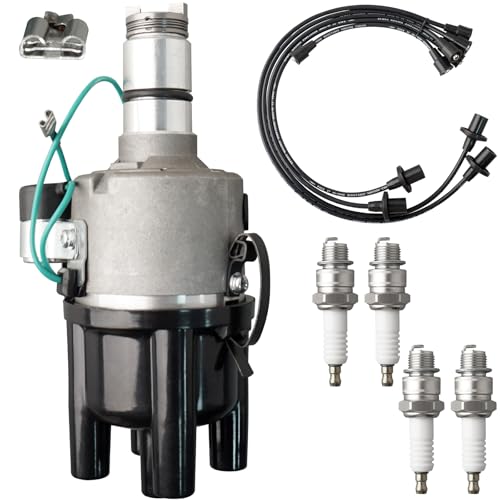 Ignition Distributor w/Cap & Rotor and 4 Iridium Spark Plugs with Wire Set Tune Up Kit 231178003 84-946 Compatible with Volkswagen Beetle Campmobile Fastback Karmann Ghia Rabbit Transporter - size: 84-946