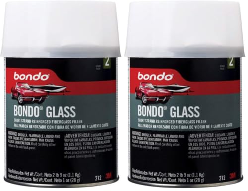 Bondo Glass Short Strand Reinforced Fiberglass Filler,Stage 2, 2.56 Oz Filler and 1 Oz Cream Hardener (Pack of 2) - size: 1 Quart (Pack of 2)