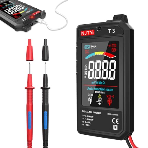 NJTY T3 Auto-Ranging Digital Multimeter, Type-C Rechargeable - color: Black