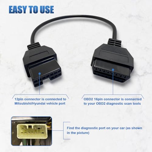 OBD1 to OBD2 Adapter for Mitsubi shi 12 Pin Diagnostic Cable Connector - style: Fit for Mitsubi-shi 12pin