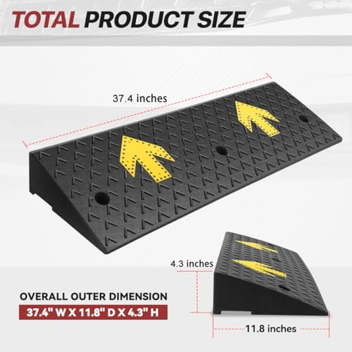 4.3" Rise Rubber Curb Ramp for Forklift, Driveway Sidewalk, Heavy Duty Car - size: 4.3" Rise Arrow