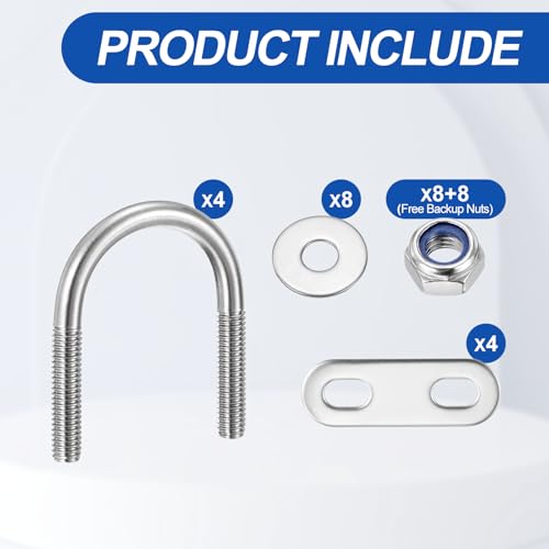 METALLIXITY U Bolts 4Set M6x27x47,Round U Bolt Kits 304 SS U Clamp - color: Silver, size: M6x27x47mm