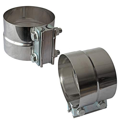 4" Inch Exhaust Clamps Stainless Steel Muffler Band Clamp for 4" Inner Diameter to 4.5" Outer Diameter Turbo Downpipe Tip Exhaust Pipes Connection (2 Pack) - size: 4IN 2PCS Lap Joint Clamps