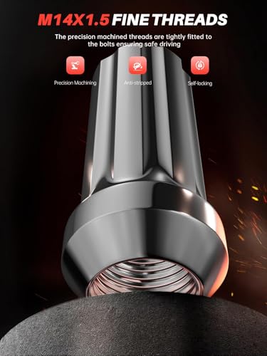 Sposuit 32 Pcs M14x1.5 Chrome Lug Nuts, 19mm Hex for GMC, Chevrolet, Ram - color: Chrome, size: M14x1.5, style: 32 Pcs SplineDrive