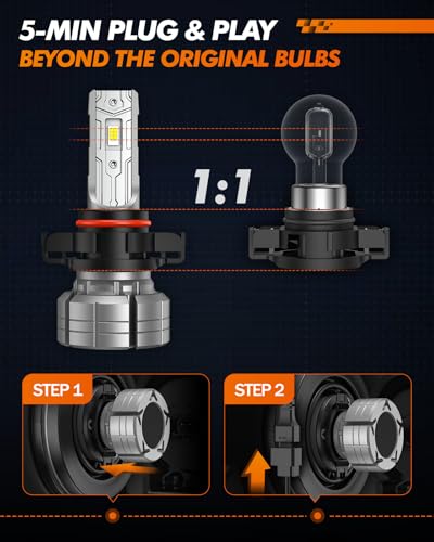 SEALIGHT 5202 LED Fog Light Bulbs, 12000LM 24W, 6500K Cool White (2 Pack) - color: White, size: 5202