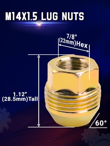 Set of 24 M14x1.5 Wheel Lug Nuts 14mmx1.5 Studs with 5/6 Lug - size: Pack of 24