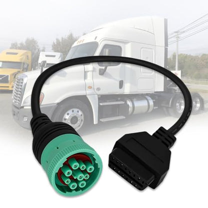 9 Pin to 16 Pin OBD2 Adapter Cable for Heavy Duty Trucks - style: J1939 9pin