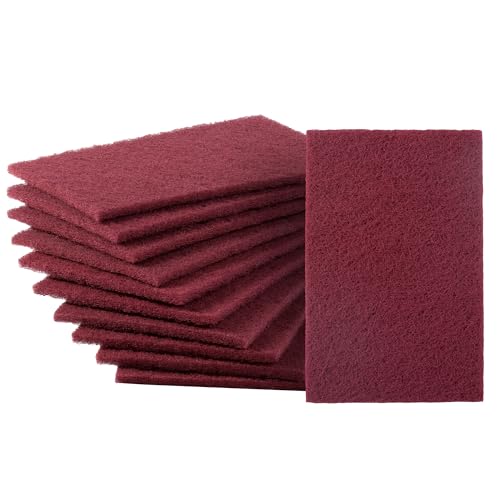 6” x 9” Maroon Scuff Pads 10PCS 320 Grit Red Scuff Pads,Aluminum Oxide Grains for Paint Prep,Scuffing,Scouring and Sanding