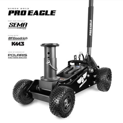Pro Eagle 3 Ton Kratos Big Wheel Off Road Jack - Heavy Duty Hydraulic Floor Jack for Lifted Trucks & SUVs - All Terrain High Lift with 8 inch Extension & Skid Plate