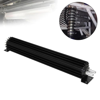 Universal 18'' Aluminum Dual Pass Finned Transmission Oil Cooler W/Fittings Black - color: Black, size: 18''
