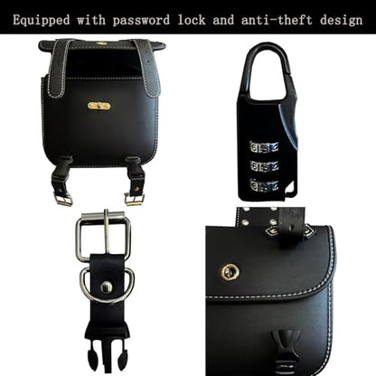 Faux Leather Motorcycle Saddlebags with Lock - size: Small Without Cup Bag