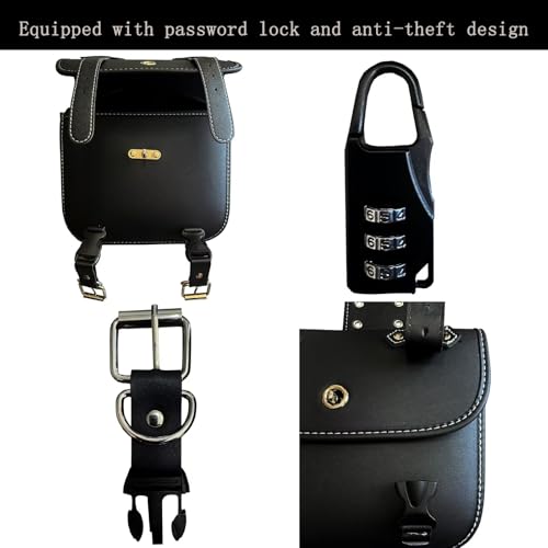 Faux Leather Motorcycle Saddlebags with Lock & Water Bottle Bag - size: Small With Cup Bag