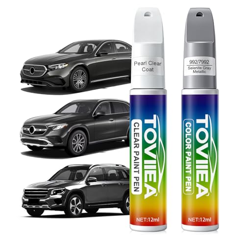 Selenite Gray Metallic(992/7992) Touch Up Paint for Mercedes-Benz - color: (992/7992)Selenite Gray Metallic for C/E/G/S/SL/CLS/GLC/GLE/GLS/SLC/2016 SLK Series