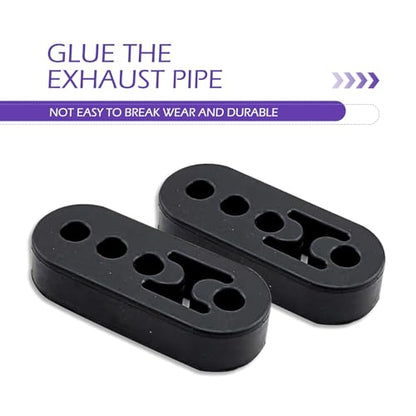 2 PCS Rubber Exhaust Hangers, 4 Holes Adjustable Muffler Hanger, Universal Muffler Exhaust Hanger System, Heavy Insulator Support Bushing Mount, Universal Tailpipe Damping Bracket (Black)