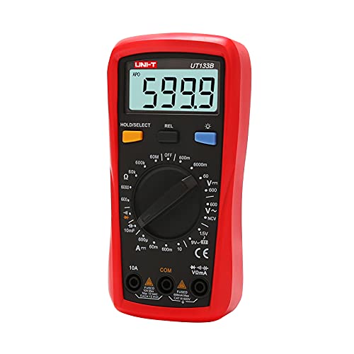 UNI-T Digital Multimeter Tester UT133B, AC DC Voltage Current Dmm Multimeter 6000 Counts NCV Measures Volt Amp Ohm Capacitance Continuity Buzzer Diode Test Battery Test, Palm Size Backlight Data Hold - size: UT133B