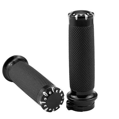 1 Inch/25mm MotorcycleGrips Cable Throttle Hand Grips for Harley Touring Softail Dyna Street Glide Sportster 883/1200Cruisers Choppers - color: Black