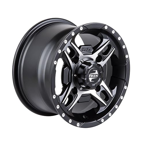 TUSK 4/156 Beartooth Wheel 14x7 5.0 + 2.0 Machined/Black for Kawasaki Mule Pro-FXT 820 Ranch Edition 2022-2023