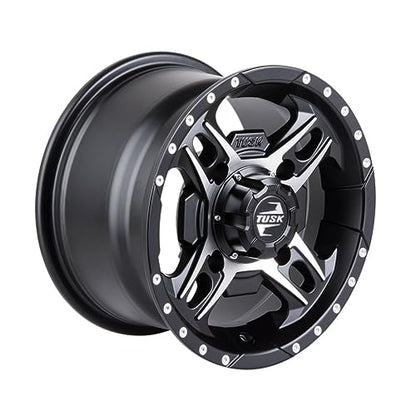 TUSK 4/156 Beartooth Wheel 14x7 5.0 + 2.0 Machined/Black for Kawasaki Mule Pro-FXT 820 Ranch Edition 2022-2023