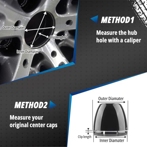 4 Pack Wheel Center Caps Kit for 2.75" 2-3/4", OD 72.5 mm / 2.85 inch ID 70 mm / 2.75 inch hub caps, Snap-in High Gloss Black ABS-Plastic Rim Covers - color: high gloss black