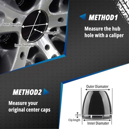 4 Pack Wheel Center Caps Kit for 2.75" 2-3/4", OD 72.5 mm / 2.85 inch ID 70 mm / 2.75 inch hub caps, Snap-in High Gloss Black ABS-Plastic Rim Covers - color: high gloss black