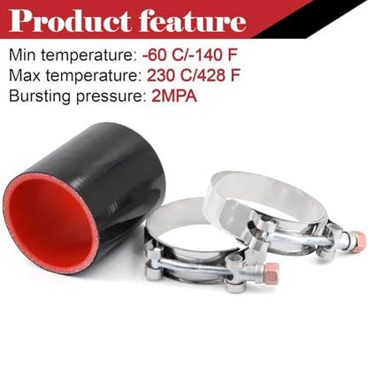 2-1/4 inch Silicone Coupler ID 2.25" Intake Intercooler Turbo Hose Coupling - size: 2.25 Inch