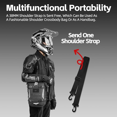 Rhinowalk Motorcycle Crash Bar Bag Waterproof 6L Motorcycle Frame Bag Saddle Bag Side Bag with Shoulder Strap (Black, 7L) - color: Black 7L
