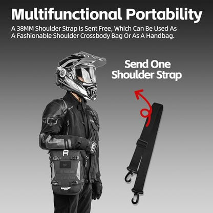 Rhinowalk Motorcycle Crash Bar Bag Waterproof 6L Motorcycle Frame Bag Saddle Bag Side Bag with Shoulder Strap (Black, 7L) - color: Black 7L