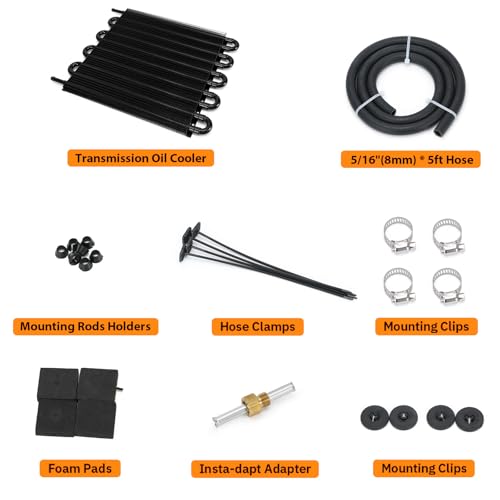 Universal 5/16" Transmission Oil Cooler Kit Aluminium alloy 10 Pass Tube & Fin Black - color: Black, size: 10 Pass