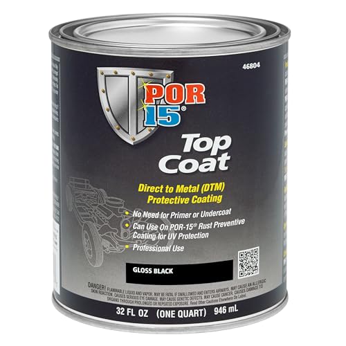 POR-15 Top Coat Paint, Direct to Metal Paint, Long-term Sheen and Color Retention, 32 Fluid Ounces, Gloss Black