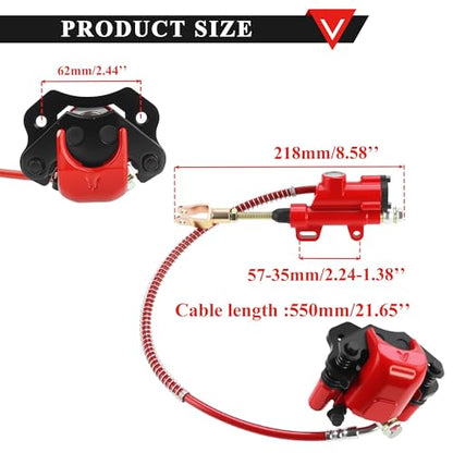 PRO BAT Rear Brake Master Cylinder Caliper Assembly - color: red