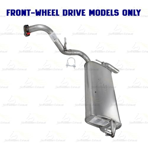 Exhaust Muffler Assembly Compatible with Pontiac Vibe 2009-2010 2.4L FWD | Stainless Steel | Northeastern Exhaust | Includes Gasket, Clamp, Bolt Kit | Direct-Fit Replacement