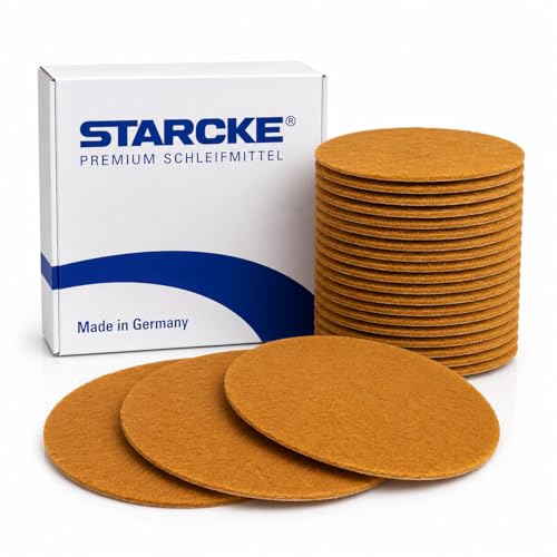 Starcke Scouring Pads, 5 inch 50 Pack Sanding Pads, Gold Automotive Sandpaper for Automotive Paint & Paint Supplies, Superfine Auto Body Supplies, Synthetic Fiber Surface Conditioning Scuff Pad - color: Super Fine, size: 50 Pack