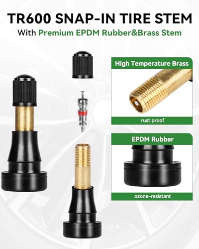 50Pcs TR600HP Snap-in Tubeless Valve Stems, Fits 0.453" Rim Holes - size: TR600HP