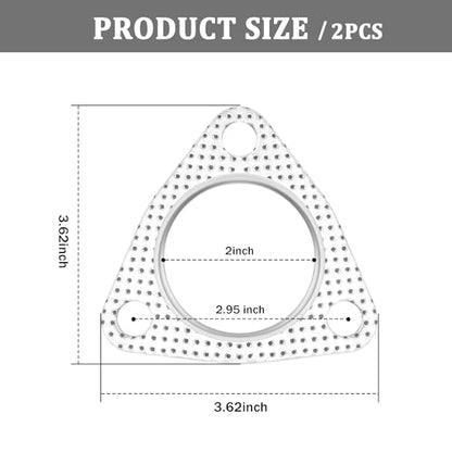 2PCS Exhaust Gasket,2" 3-Bolt Exhaust Flange Gasket,Multifunctional Manifold/Header/Muffler/Catalytic Converter Gaskets (2 inch) - color: 2 inch