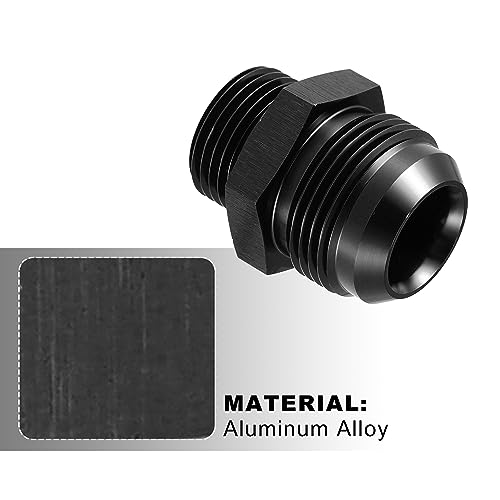 X AUTOHAUX 16AN Flare to 12AN ORB O Ring Port Male Fuel Pump Rail Adapter Fuel Fitting Adapters for Car Aluminum Alloy Black