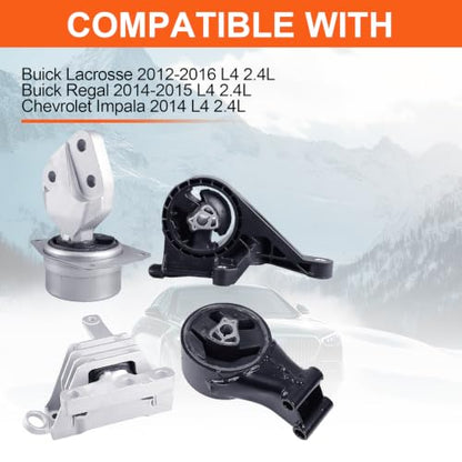 Engine Motor Mount Compatible with Buick Lacrosse 2012-2016 L4 2.4L,Buick Regal 2014-2015 L4 2.4L,Chevrolet Impala 2014 L4 2.4L,Replacement for A5537 A5501 A5711 A5502 - size: Buick Lacrosse 12-16 L4 2.4L
