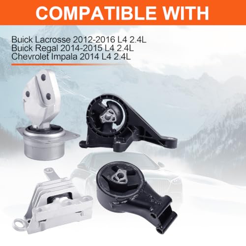 Engine Motor Mount Compatible with Buick Lacrosse 2012-2016 L4 2.4L,Buick Regal 2014-2015 L4 2.4L,Chevrolet Impala 2014 L4 2.4L,Replacement for A5537 A5501 A5711 A5502 - size: Buick Lacrosse 12-16 L4 2.4L