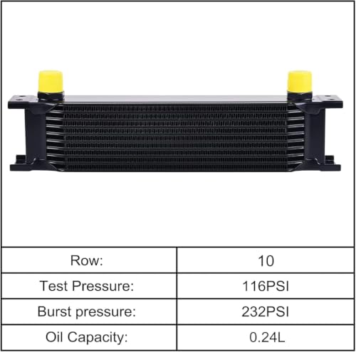 EVIL ENERGY 10 Row Oil Cooler Kit, 10AN Engine Cooler Radiator Universal - size: 10 Row