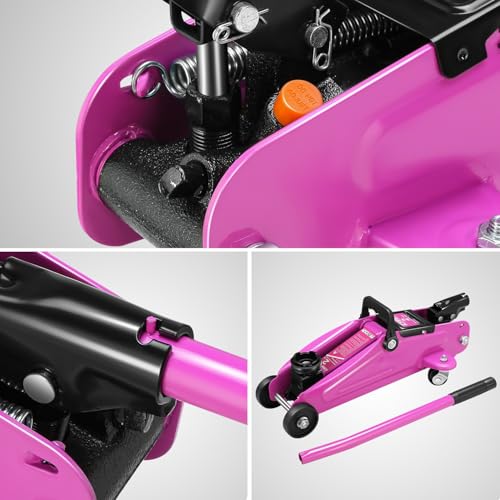 Low Profile Hydraulic Trolley Service/Floor Jack Combo with 2 Ratchet Jack Stands, 2 Ton (4000 lbs) Capacity, Lifting Range 11"-17", CAAP-TOLS-FJK-Set-PR