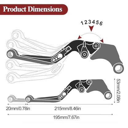 Brake Clutch Lever Set for Suzuki GSX‑R, Adjustable Levers(Red) - color: Red