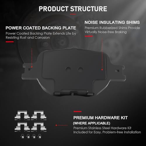 cciyu D817 D835 Ceramic Front Rear Brake Pad Set - size: Front[D817] + Rear[D835]