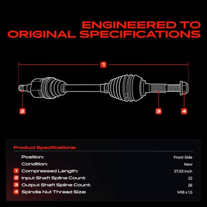 A-Premium Set of 2 Front CV Axle Shaft Assembly - style: Front Driver and Passenger Side