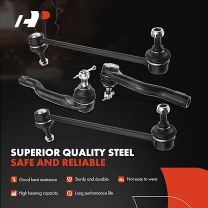 A-Premium 6Pcs Front Suspension Kit, Sway Bar Link, Inner Outer Tie Rod End