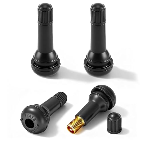 GYL 4 PCS Rubber Snap-in TR413 Tire Valve Stems, Compatible with 0.453 Inch /1.15 cm Rim Holes, Replacement Stem for Cars, Trucks, Trailers and Lawn Mowers - size: TR413 Type Valve Stem