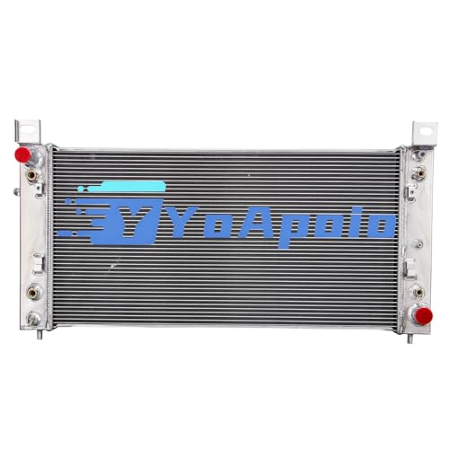 4 Row Aluminum Radiator for 2003-2014 Chevrolet Silverado GMC Yukon 1500 2500 3500 6.0L V8, Full Performance Aluminium Radiators, Automotive Replacement Radiator