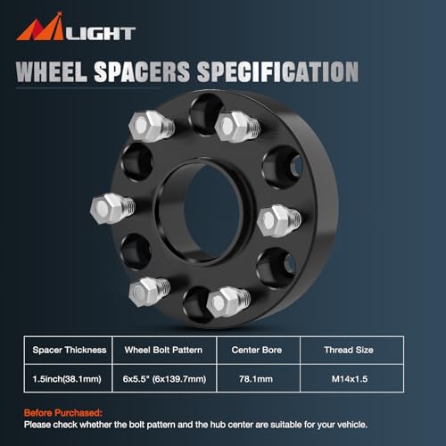 Nilight 6x5.5 Wheel Spacers for Chevy Silverado/GMC Sierra 1500, 4PCS - size: 1999-2019 Chevy Silverado-1.5inch